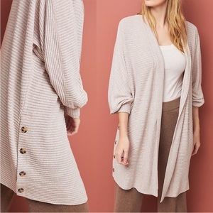 Anthro Saturday Sunday Acadia Cloudfleece Cardigan size Small Cream / Blush Pink